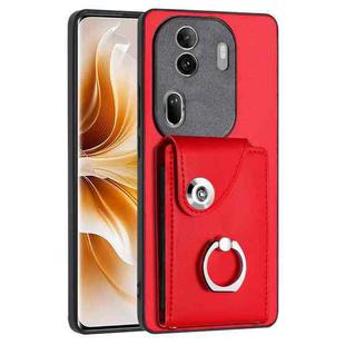 For OPPO Reno11 Pro Global Organ Card Bag Ring Holder PU Phone Case(Red)