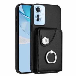 For OPPO F25 Pro 5G India Organ Card Bag Ring Holder PU Phone Case(Black)