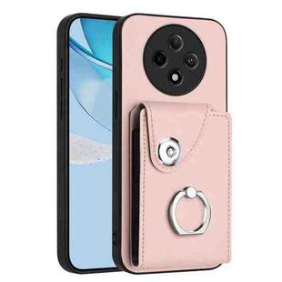 For OPPO A3 Pro 5G Organ Card Bag Ring Holder PU Phone Case(Pink)