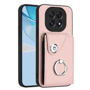 For OPPO A5 4G / F29 5G Organ Card Bag Ring Holder PU Phone Case(Pink)