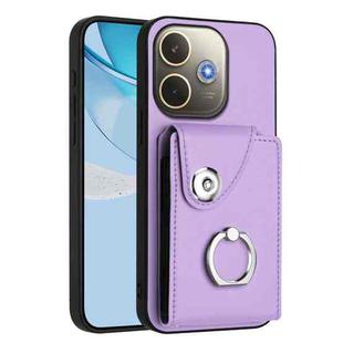 For OPPO A5 Energy / A5 Pro Global Organ Card Bag Ring Holder PU Phone Case(Purple)