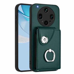 For OPPO Find X8 Ultra Organ Card Bag Ring Holder PU Phone Case(Green)