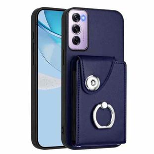 For OPPO Reno12 Pro Global Organ Card Bag Ring Holder PU Phone Case(Blue)