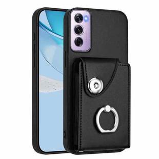 For OPPO Reno12 Pro Global Organ Card Bag Ring Holder PU Phone Case(Black)