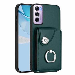 For OPPO Reno12 Pro Global Organ Card Bag Ring Holder PU Phone Case(Green)