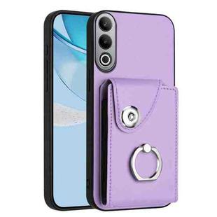 For OnePlus Nord CE4 Organ Card Bag Ring Holder PU Phone Case(Purple)