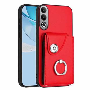 For OnePlus Nord CE4 Organ Card Bag Ring Holder PU Phone Case(Red)