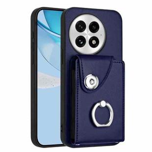 For OnePlus 13 5G Organ Card Bag Ring Holder PU Phone Case(Blue)