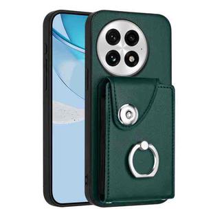 For OnePlus 13 5G Organ Card Bag Ring Holder PU Phone Case(Green)