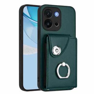 For OnePlus 13T Organ Card Bag Ring Holder PU Phone Case(Green)