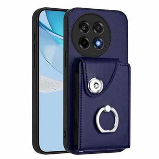 For OnePlus Ace 5 / 5 Pro / 13R Organ Card Bag Ring Holder PU Phone Case(Blue)