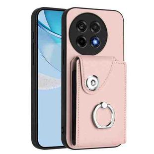 For OnePlus Ace 5 / 5 Pro / 13R Organ Card Bag Ring Holder PU Phone Case(Pink)