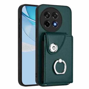 For OnePlus Ace 5 / 5 Pro / 13R Organ Card Bag Ring Holder PU Phone Case(Green)