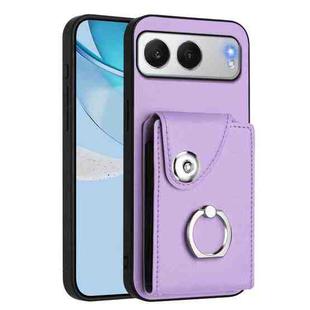 For OnePlus Nord 4 Organ Card Bag Ring Holder PU Phone Case(Purple)