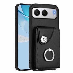 For OnePlus Nord 4 Organ Card Bag Ring Holder PU Phone Case(Black)