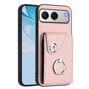 For OnePlus Nord 4 Organ Card Bag Ring Holder PU Phone Case(Pink)