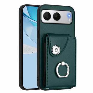 For OnePlus Nord 4 Organ Card Bag Ring Holder PU Phone Case(Green)