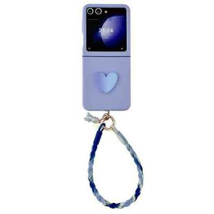 For Samsung Galaxy Z Flip5 5G DIY Luminous Bear Phone Case with Gradient Lanyard(Blue)