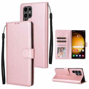 For Samsung Galaxy S24 Ultra 5G Multifunctional Horizontal Flip Leather Phone Case with Three Card Slot(Rose Gold)
