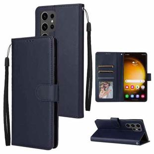 For Samsung Galaxy S24 Ultra 5G Multifunctional Horizontal Flip Leather Phone Case with Three Card Slot(Blue)