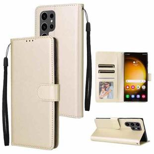 For Samsung Galaxy S24 Ultra 5G Multifunctional Horizontal Flip Leather Phone Case with Three Card Slot(Gold)