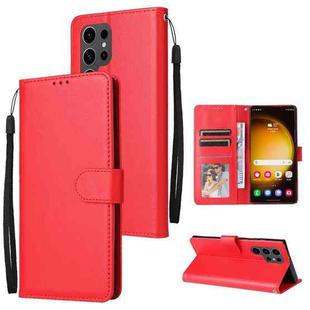 For Samsung Galaxy S24 Ultra 5G Multifunctional Horizontal Flip Leather Phone Case with Three Card Slot(Red)