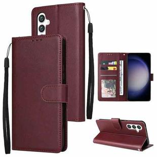 For Samsung Galaxy S24 5G 3-Card Slots Multifunctional Leather Phone Case(Wine Red)