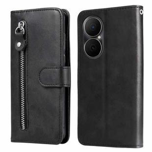 For Huawei Enjoy 80 Fashion Calf Texture Zipper Leather Phone Case(Black)