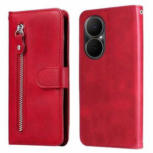 For Huawei Enjoy 80 Fashion Calf Texture Zipper Leather Phone Case(Red)