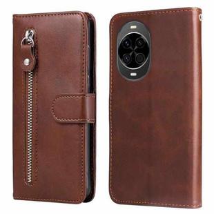 For Huawei nova 14 Fashion Calf Texture Zipper Leather Phone Case(Brown)