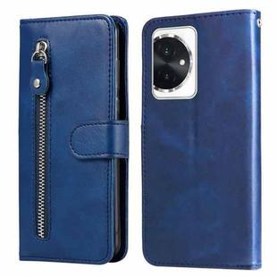 For Honor 100 Fashion Calf Texture Zipper Leather Phone Case(Blue)