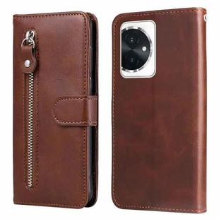 For Honor 100 Fashion Calf Texture Zipper Leather Phone Case(Brown)