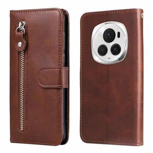 For Honor Magic6 Pro Fashion Calf Texture Zipper Leather Phone Case(Brown)