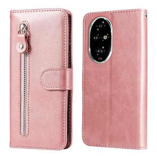 For Honor 200 Pro Fashion Calf Texture Zipper Leather Phone Case(Rose Gold)