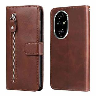 For Honor 200 Pro Fashion Calf Texture Zipper Leather Phone Case(Brown)