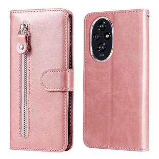 For Honor 200 Fashion Calf Texture Zipper Leather Phone Case(Rose Gold)