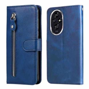 For Honor 200 Fashion Calf Texture Zipper Leather Phone Case(Blue)