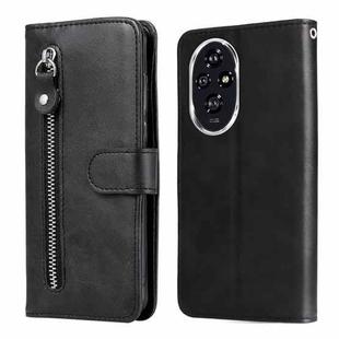 For Honor 200 Fashion Calf Texture Zipper Leather Phone Case(Black)