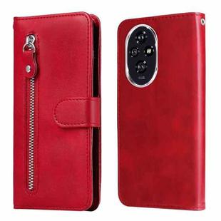 For Honor 200 Fashion Calf Texture Zipper Leather Phone Case(Red)