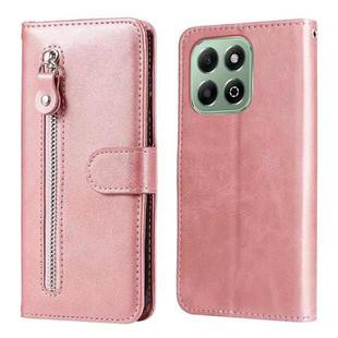 For Honor X6b Fashion Calf Texture Zipper Leather Phone Case(Rose Gold)