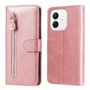 For Honor X60i Fashion Calf Texture Zipper Leather Phone Case(Rose Gold)