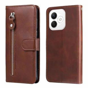 For Honor X60i Fashion Calf Texture Zipper Leather Phone Case(Brown)