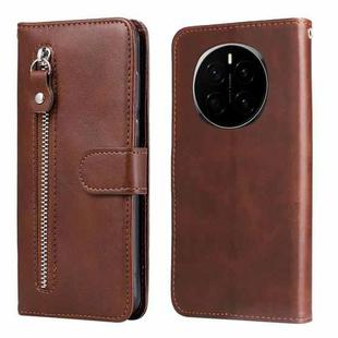 For Honor Magic7 Fashion Calf Texture Zipper Leather Phone Case(Brown)