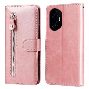 For Honor 300 Fashion Calf Texture Zipper Leather Phone Case(Rose Gold)