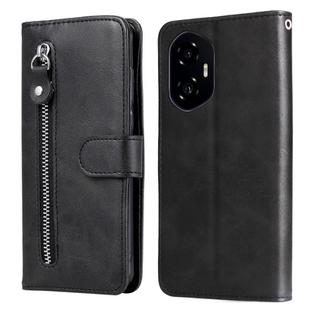 For Honor 300 Fashion Calf Texture Zipper Leather Phone Case(Black)