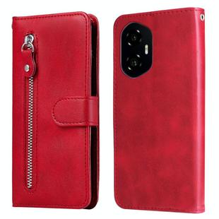 For Honor 300 Fashion Calf Texture Zipper Leather Phone Case(Red)