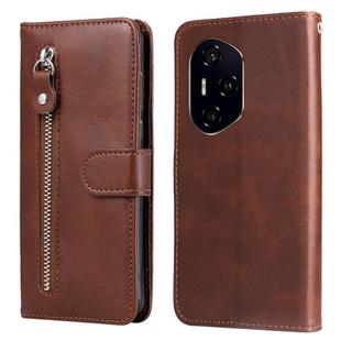 For Honor 300 Pro Fashion Calf Texture Zipper Leather Phone Case(Brown)