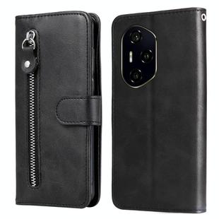 For Honor 300 Ultra Fashion Calf Texture Zipper Leather Phone Case(Black)