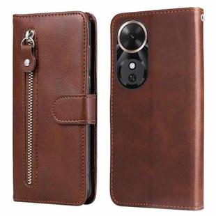 For Honor Play 60 Fashion Calf Texture Zipper Leather Phone Case(Brown)