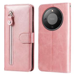 For Honor X70 5G Fashion Calf Texture Zipper Leather Phone Case(Rose Gold)